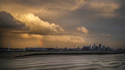 Storm clouds gather over Liverpool and the river Mersey. Getty Images