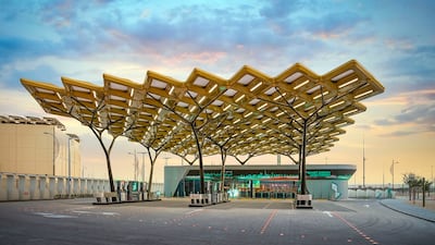 Enoc's Service Station of the Future at Expo 2020 Dubai is one of seven structures that scored a platinum Leed rating for incorporating design into energy saving measures. Photo: Enoc