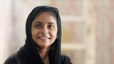 Sitara Brooj Akbar, 15, has reached a level of education that is good enough for Oxford, Cambridge, Yale and Harvard but she cannot be offered a student visa until she is 18, meaning she will have to continue her learning at her Sharjah home. Satish Kumar / The National
