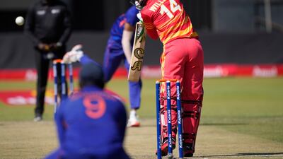 Zimbabwe batsman Sean Williams edges Mohammad Siraj to slip. AP