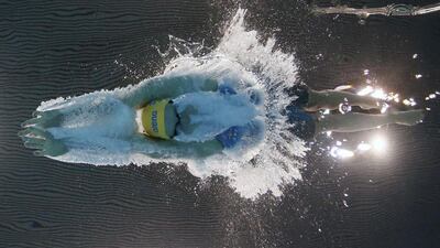Sweden’s Louise Hannson starts in the women’s 100m butterfly preliminary event at the European Acquatics Championships in London. Stefan Wermuth / Reuters