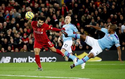 Mohamed Salah scores Liverpool's second goal. Reuters