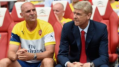 Arsenal manager Arsene Wenger shown during his side's Emirates Cup pre-season friendly match against Benfica on Saturday at the Emirates Stadium. Michael Regan / Getty Images / August 2, 2014