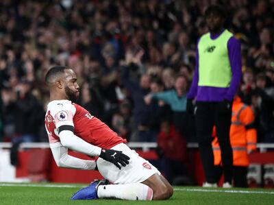 Alexandre Lacazette scored Arsenal's equaliser at Liverpool last weekend. Getty
