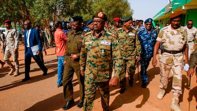 General Jamal Omar, centre, a member of Sudan's ruling Transitional Military Council, announced on July 11, 2019 that a coup attempt by serving and retired soldiers had been foiled. AFP