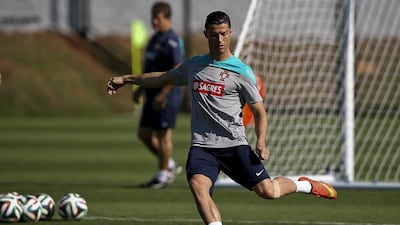 Cristiano Ronaldo trains on Friday for Portugal's World Cup Group G match with USA on Sunday. Jose Sena Goulao / EPA / June 20, 2014