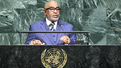 Comoros president Azali Assoumani addresses the 72nd UN General Assembly at UN headquarters in New York, US, September 21, 2017. Eduardo Munoz / Reuters