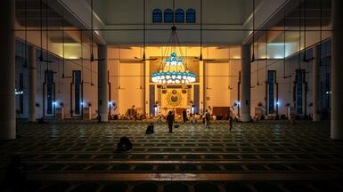 Worshippers pray inside the Central Mosque of Minna, in Nigeria. AFP