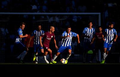 David Silva of Manchester City in action against Brighton and Hove Albion. Mike Hewitt / Getty Images