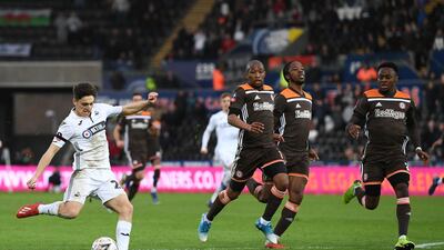 Right midfield: Daniel James (Swansea City) – A superlative solo goal was the highlight of Swansea’s comeback against Brighton. The Welshman showed genuine pace. Getty Images