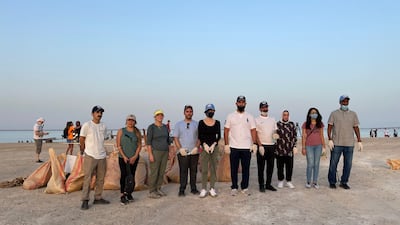 US ambassador to Kuwait, Alina L Romanowski, with volunteers at Asheraj beach to mark World Cleanup Day. Photo: US ambassador to Kuwait