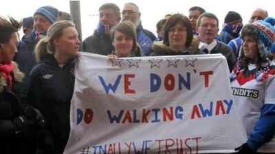 Rangers fans protest against former owner Craig Whyte.