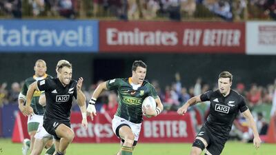 South Africa defeated New Zealand with ease in the men's final at The Sevens. Chris Whiteoak / The National