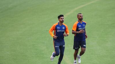 India's Shreyas Iyer, left and Shikhar Dhawan during training. AP
