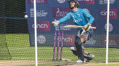 England's John Simpson during nets at Edgbaston.