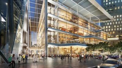 A computer rendering of the exterior of Dubai's The Arts Club, which will open in September 2020. Courtesy ICD Brookfield Place