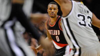 Portland Trail Blazers guard Damian Lillard in action against the San Antonio Spurs on January 16. Bahram Mark Sobhani / AFP