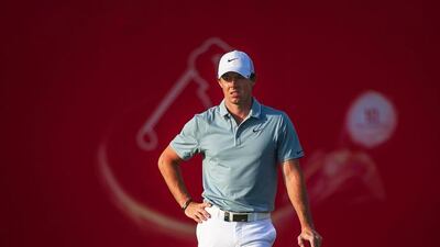 Rory McIlroy at the 18th green during the third round of the Abu Dhabi HSBC Golf Championship. Stephen Hindley/EPA