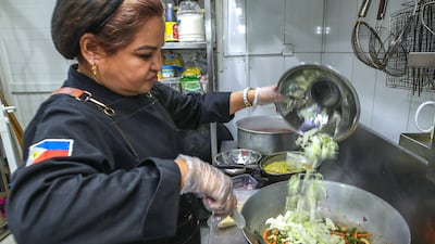 Another party classic is pancit guisado, made of rice noodles, shredded chicken, shrimp and vegetables. Guisado means sauteed and refers to the method used to cook the dish