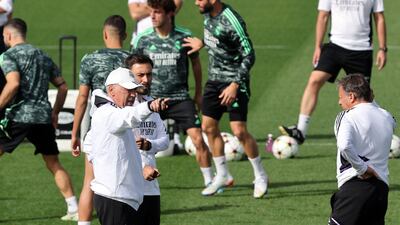 Manager Carlo Ancelotti at the Ciudad Real Madrid training complex in Valdebebas. AFP