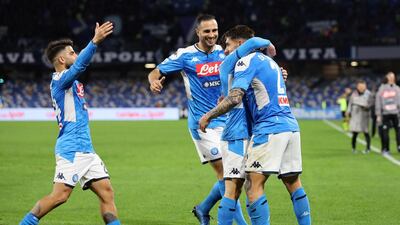 15. Napoli - 3237 points. Players celebrate. Getty