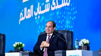 Egyptian President Abdel Fattah El Sisi speaks at last year's World Youth Forum in Sharm El Sheikh. EAP