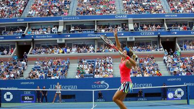 Angelique Kerber of Germany serves to Karolina Pliskova. Kena Betancur / AFP