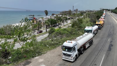 Lorries from Iraq on the way to Syria's Baniyas oil terminal. Reuters