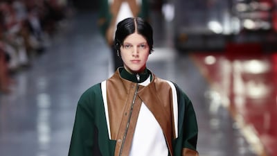 A model walks the runway at the fashion debut of the first co-ed Ferrari collection at Ferrari Factory on June 13, 2021 in Maranello, Italy. Getty Images