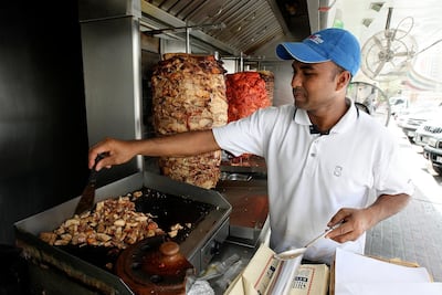 A streetside shawarma shop in Deira. Pawan Singh / The National