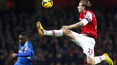 Nicklas Bendtner's performance against Hull City was an example of the strength in depth that could carry Arsenal to the Premier League title. Tal Cohen / EPA