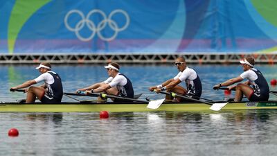 Sbihi competes in the Men's Four final at the Rio 2016 Olympic Games.