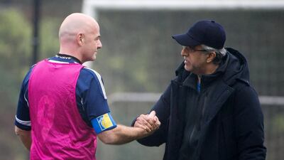 New Fifa president Gianni Infantino (L) shakes hands with Sheikh Salman Bin Ebrahim Al Khalifa prior to a Fifa Team Friendly Football Match at the Fifa headquarters on February 29, 2016 in Zurich, Switzerland. (Photo by Philipp Schmidli/Getty Images)