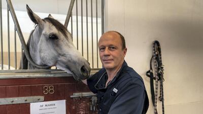 Champion horse racing trainer Ernst Oertel at his stables in Dubai. All photos Antonie Robertson / The National