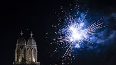 Fireworks illuminate the night sky over Zurich, Switzerland during New Year's Eve celebrations on December 31, 2022. AP