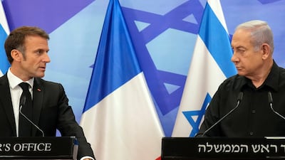 Emmanuel Macron and Benjamin Netanyahu in Jerusalem in 2023. AFP