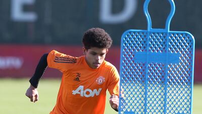 Shola Shoretire of Manchester United in action during a first team training session at Aon Training Complex in Manchester, England. Getty Images