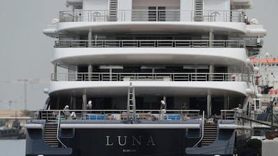 Superyacht Luna owned by Russian billionaire Farkad Akhmedov is docked at Port Rashid in Dubai. Reuters