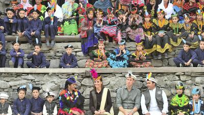 Prince William and Catherine, Duchess of Cambridge visit a settlement of the Kalash people, to learn more about their culture and unique heritage, in October 2019 in Chitral, Pakistan. Getty Images