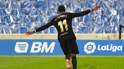 Ousmane Dembele celebrates. AFP