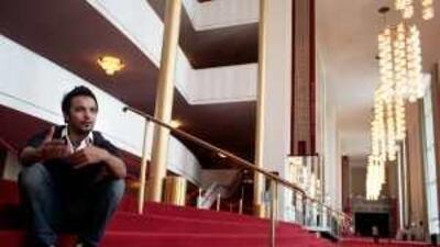 The director and creator, Mohammed Saeed Harib, chats after a screening of Freej.