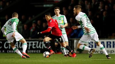 Alexis Sanchez, centre, made a big impact on his Manchester United debut against Yeovil Town in the FA Cup fourth round. Paul Childs / Reuters