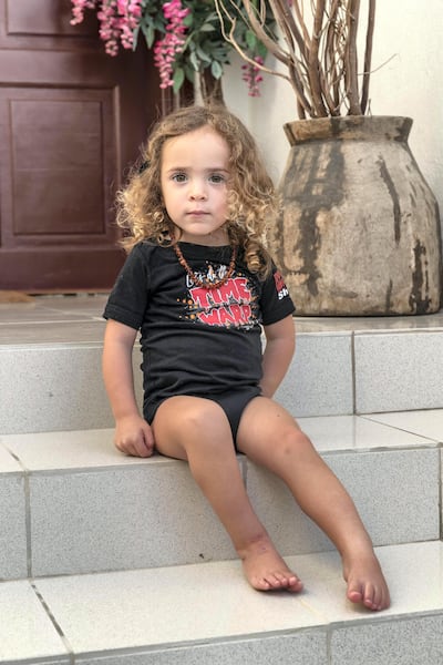 Toddler Skye at home in Dubai. Antonie Robertson / The National