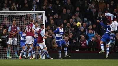 Aston Villa forward Christian Benteke heads home the winner against Reading