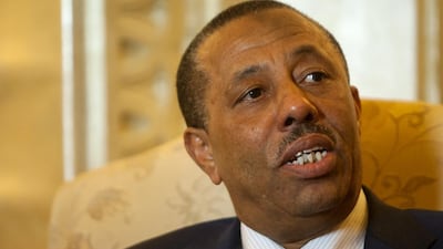 Libya's Prime Minister Abdullah Al Thinni speaks to journalists at Emirates Palace in Abu Dhabi on September 10, 2014. Christopher Pike / The National