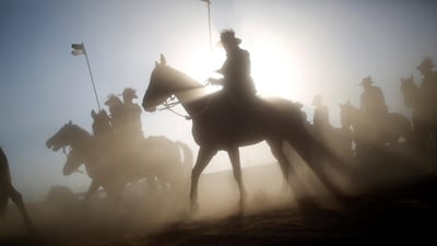 Descendants of soldiers from the Australian and New Zealand Army Corps (ANZAC) take part in a dress rehearsal of a re-enactment of the famous World War One cavalry charge known as 'Battle of Beersheba' in Israel. Amir Cohen / Reuters