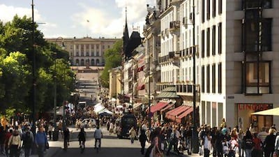 Karl Johans Gate, Oslo's main street, offers many highlights including the Roayal Palace and the upscale fashion house Eger Karl Johan. Nancy Bundt / visitOSLO
