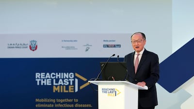 Key note speech by Dr. Jim Yong Kim, president of The World Bank Group, at Reaching the Last Mile: Mobilizing Together to Eliminate Infectious Diseases. Wednesday, November 15th, 2017 at Abu Dhabi Global Market on Wednesday. Chris Whiteoak / The National.