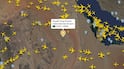 A screengrab shows flights around King Khalid International Airport in Riyadh. Photo: Flightradar