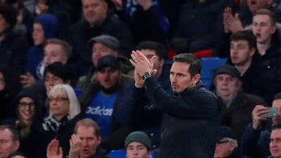 Frank Lampard applauds the fans inside Stamford Bridge. Reuters